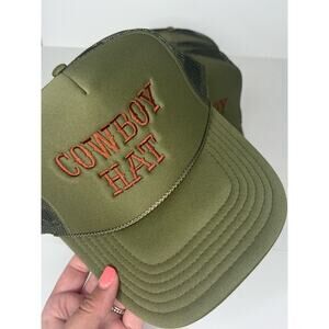 Green Cowboy Hat Embroidered Trucker Hat